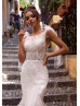 Boat Neck Ivory Lace Tulle Wedding Dress